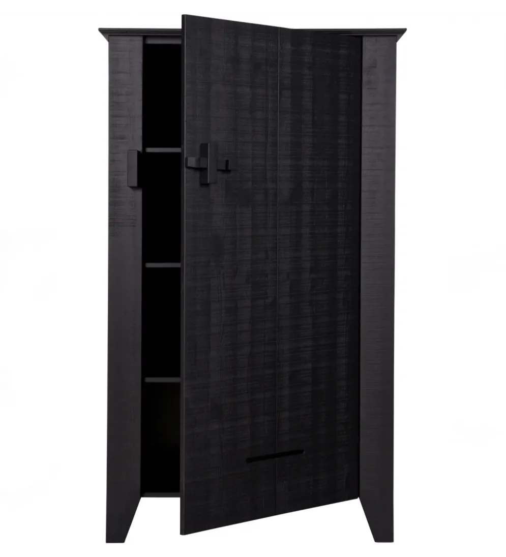 Komoda GIJS 142 cm drewno sosna czarna