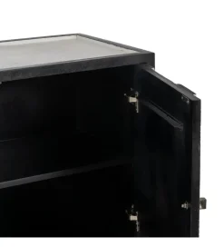 Komoda HALENSA 102 cm drewno mango czarnobiała