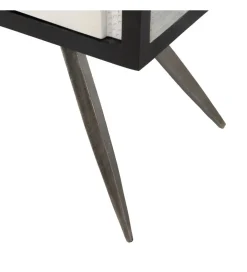 Komoda HALENSA 102 cm drewno mango czarnobiała