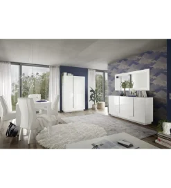 Komoda HAMBURG 146 cm biała z dodatkiem koloru dąb Mercure