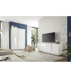 Komoda HAMBURG 146 cm biała z dodatkiem koloru dąb Mercure