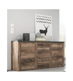 Komoda LARONA 176 Cm O Wybarwieniu Satin Nussbaum z kolorem Touchwood