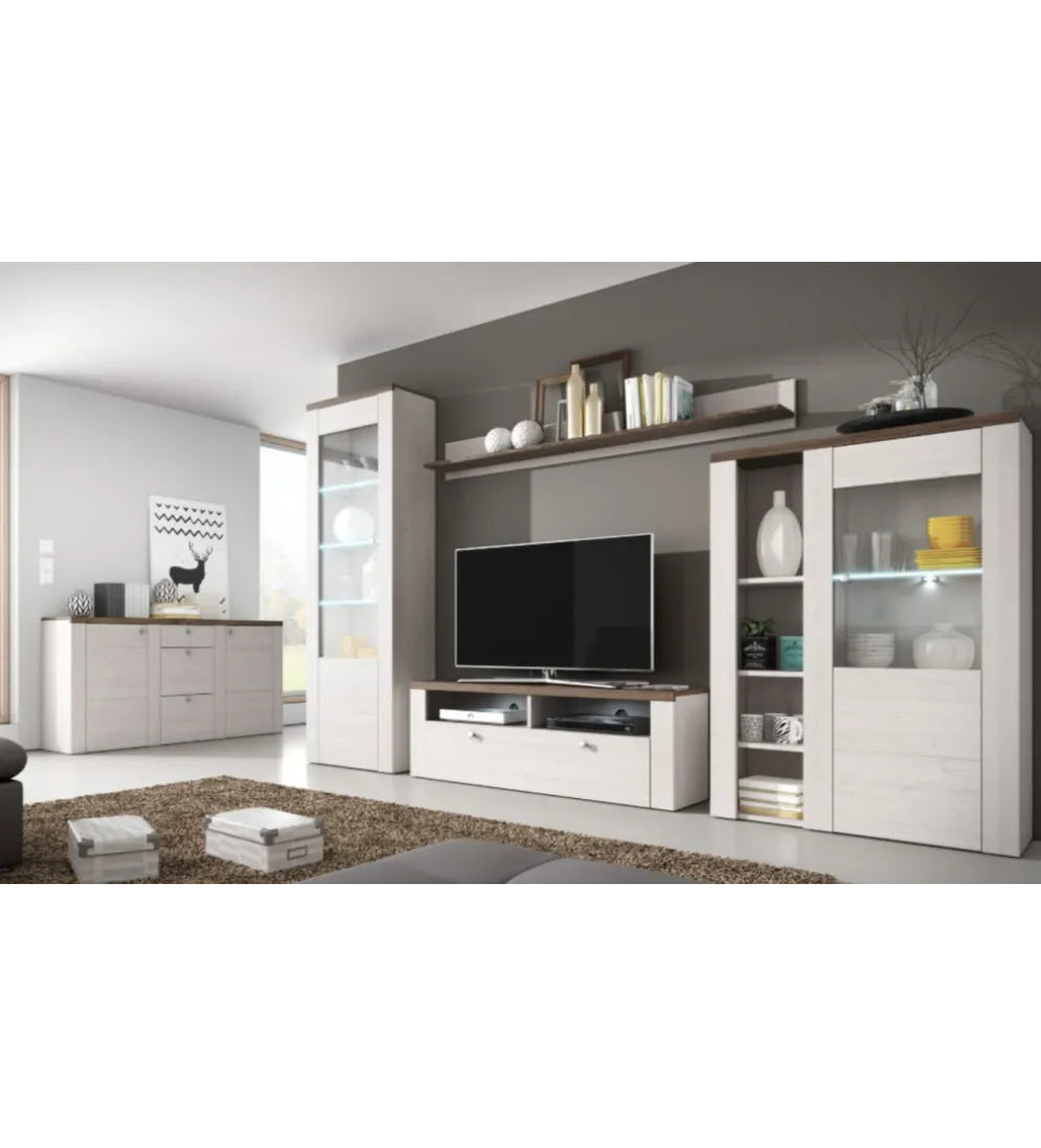 Komoda LARONA 100 cm o wybarwieniu Sonoma Trufel z kolorem Sibiu Larche