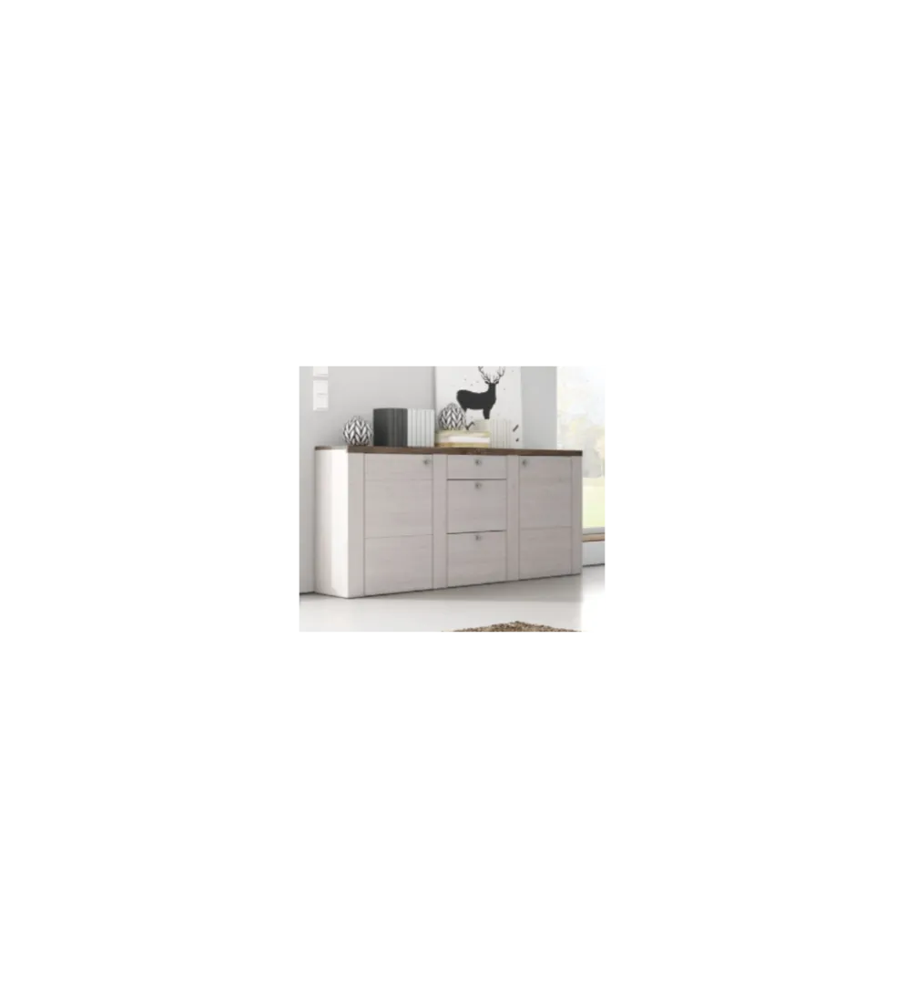 Komoda LARONA 176 cm o wybarwieniu Sonoma Trufel z kolorem Sibiu Larche