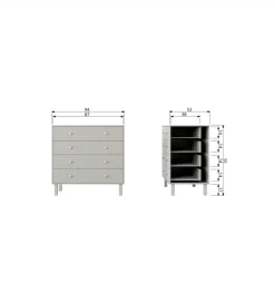 Komoda MADU 91 cm drewno sosna szara