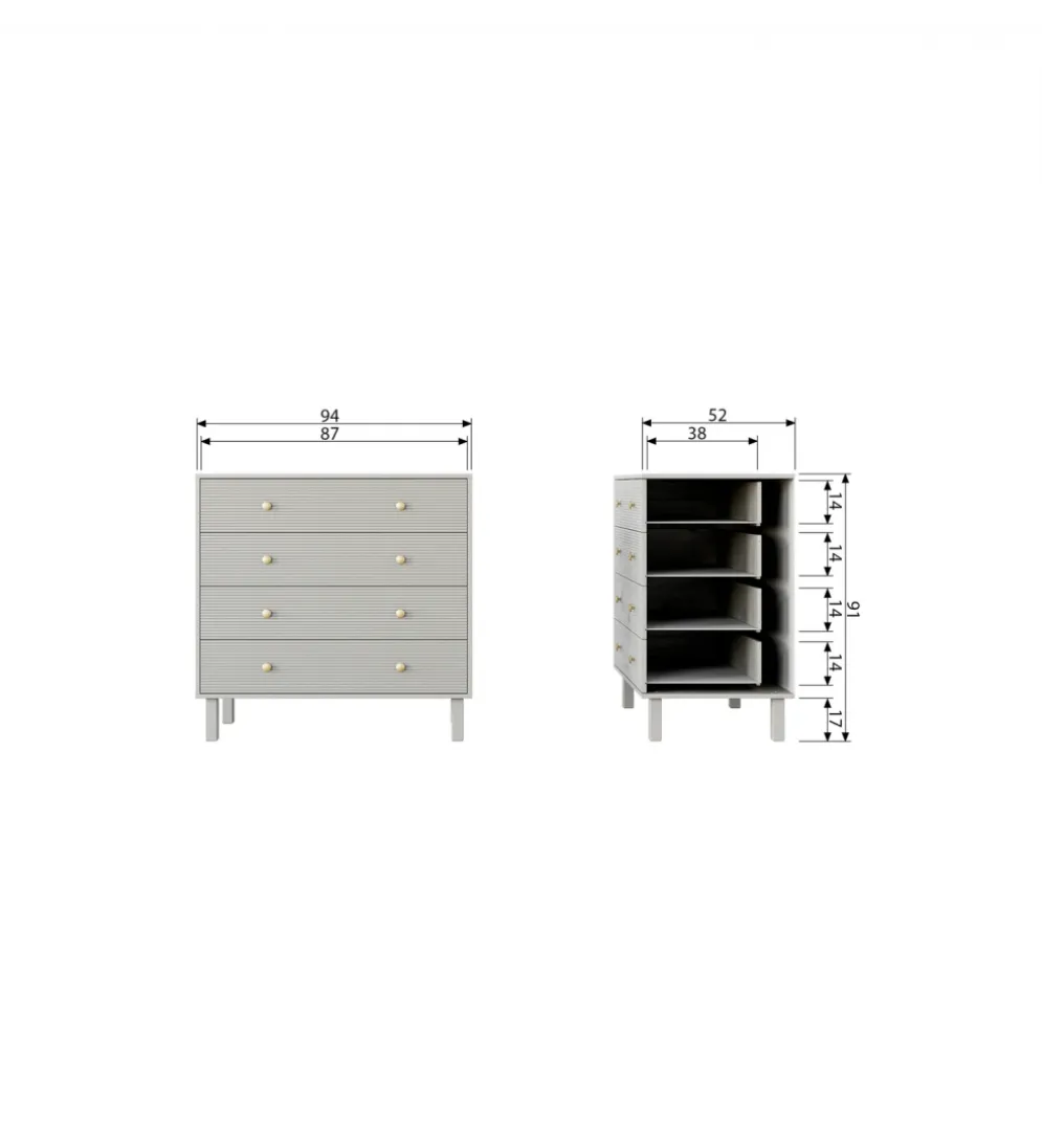Komoda MADU 91 cm drewno sosna szara