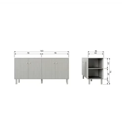 Komoda MADU 160 cm drewno sosna szara