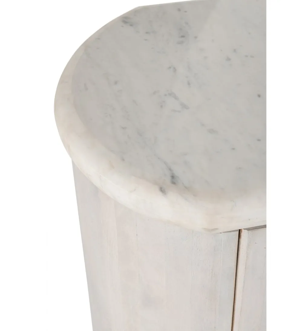 Komoda ROUNDEGO 116 cm blat marmur biały