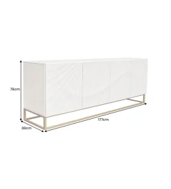 Komoda SCORPION 180 cm drewno mango biała wzór 3D