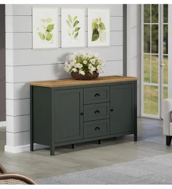 Komoda STANTON  143 cm w optyce dębu Evoke Ciemnozielony