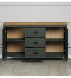 Komoda STANTON  143 cm w optyce dębu Evoke Ciemnozielony