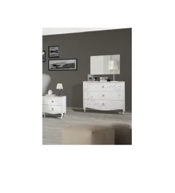 Komoda SWEET 104 cm biała z ozdobnym nadrukiem