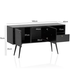 Komoda TAURI 140 cm czarna