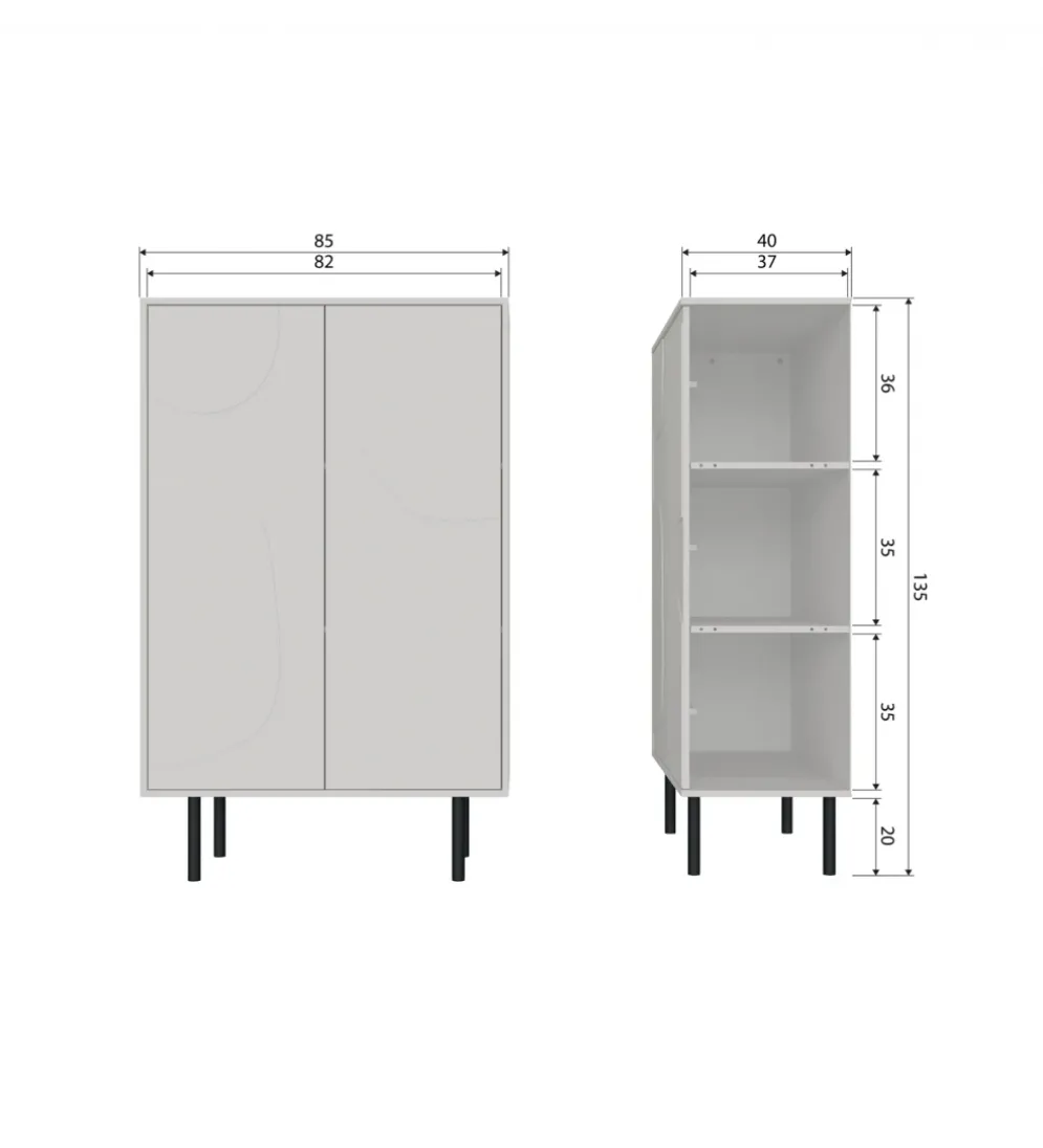 Komoda wysoka CADIZ 135 cm drewno sosny mist