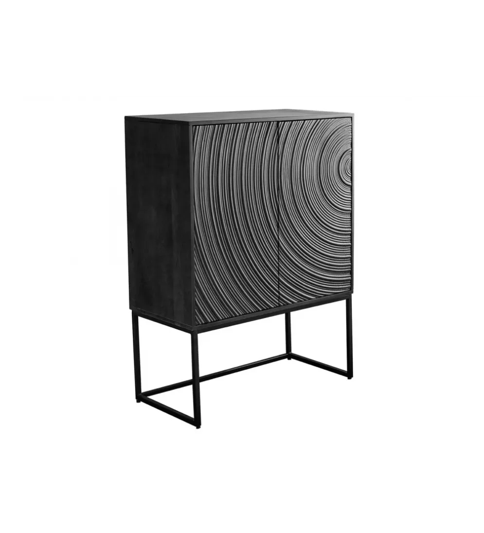 Komoda wysoka 3D ORBIT 120 cm drewno mango czarna