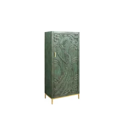 Komoda wysoka 3D PEACOCK 170 cm drewno mango antyczna zieleń
