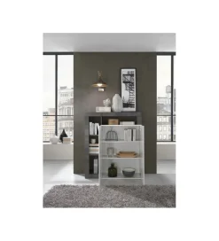 Komoda wysoka HAMBURG 127 cm Biała Z Dodatkiem Koloru antracytowego