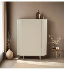 Komoda wysoka PATOU 150 cm jasnobeżowy drewno mango
