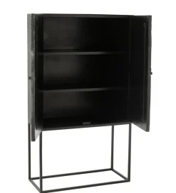 Komoda wysoka Shanil 90 cm drewno czarna