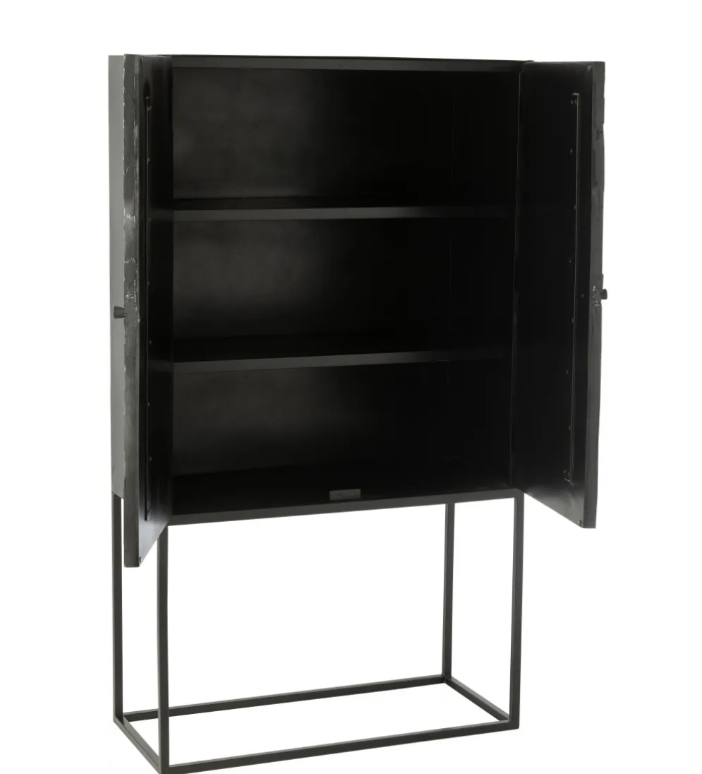 Komoda wysoka Shanil 90 cm drewno czarna