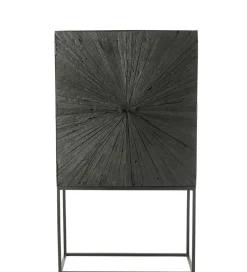 Komoda wysoka Shanil 90 cm drewno czarna
