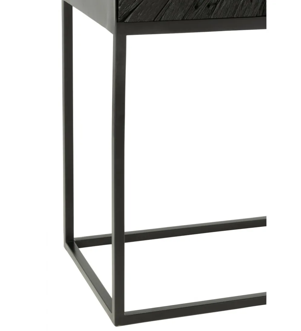 Komoda wysoka Shanil 90 cm drewno czarna