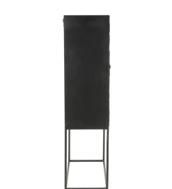Komoda wysoka Shanil 90 cm drewno czarna