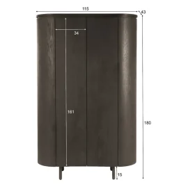 Komoda wysoka TOBAGO 180 cm czarna
