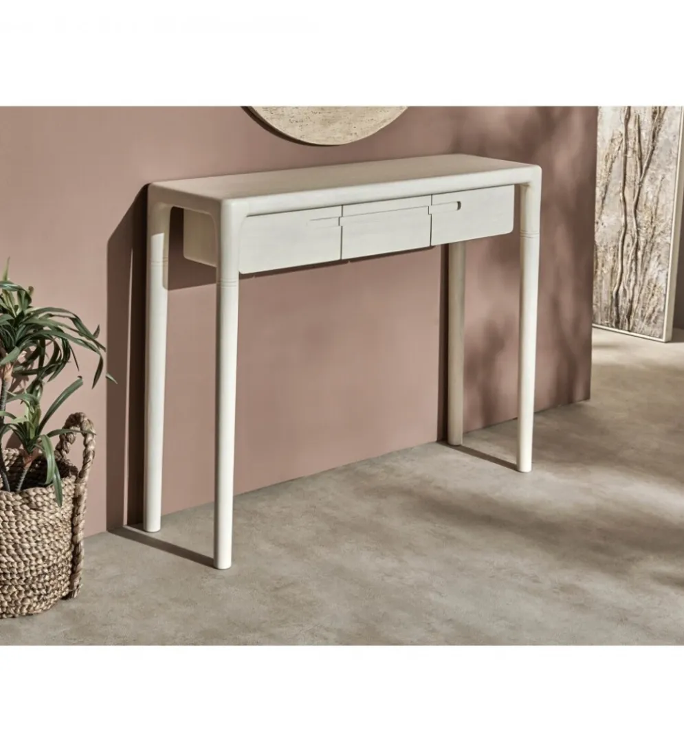 Konsola ARES 100 cm drewno mango biała