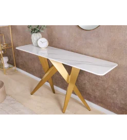 Konsola ART LIVING 140 cm blat z białego marmuru