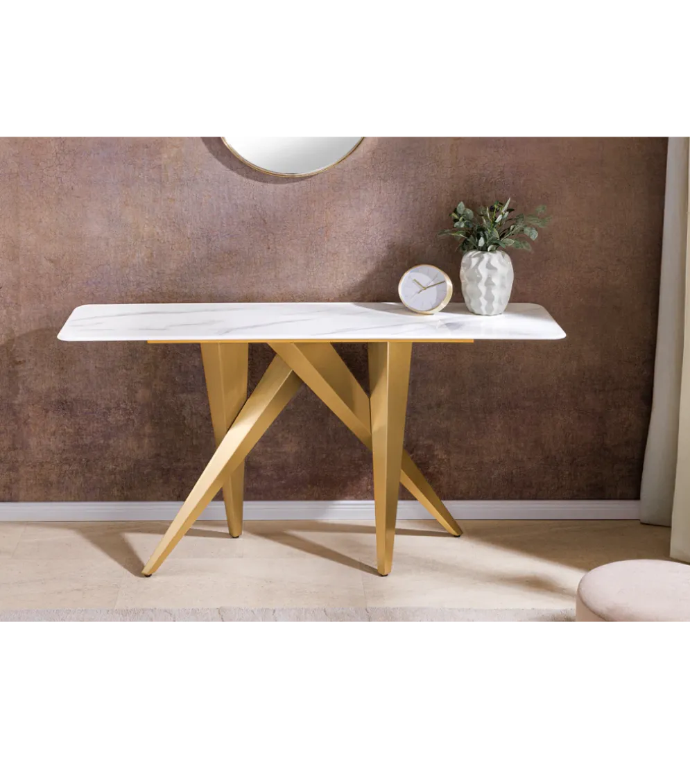 Konsola ART LIVING 140 cm blat z białego marmuru