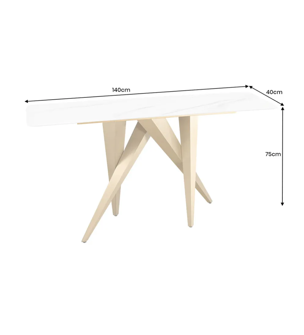 Konsola ART LIVING 140 cm blat z białego marmuru