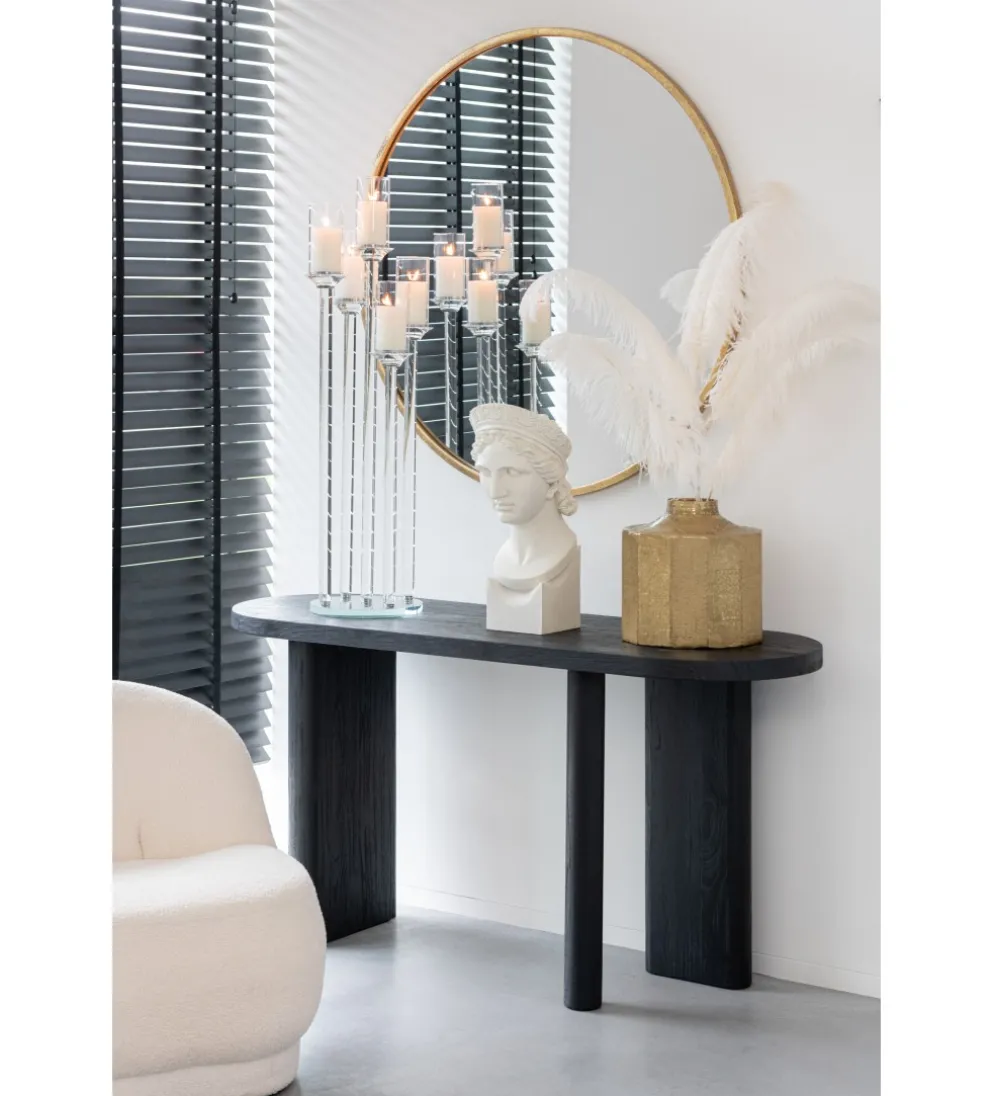 Konsola LEMONE 150 cm drewno teak czarna