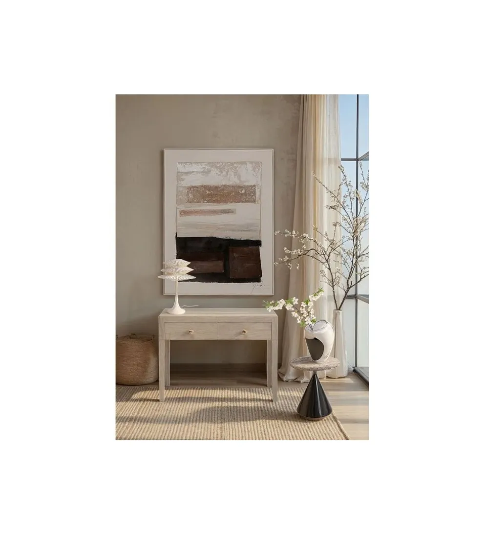 Konsola TRAVERTINO DRAWERS 100 x 77 cm naturalny beżowy