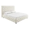 Łóżko tapicerowane PARIS CHESTERFIELD 180 cm x 200 cm beżowe lniane