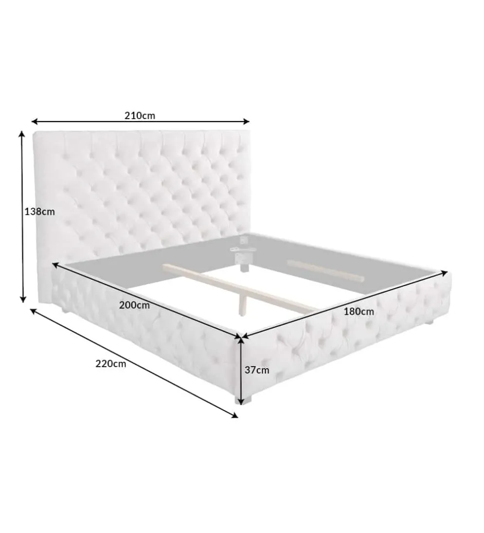 Łóżko tapicerowane PARIS CHESTERFIELD 180 cm x 200 cm beżowe lniane