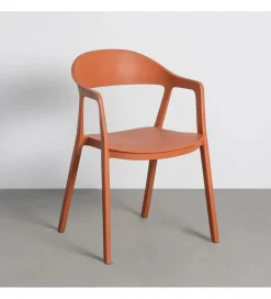 Krzesło BARETO 80 cm pomarańczowe z podłokietnikami nogi v