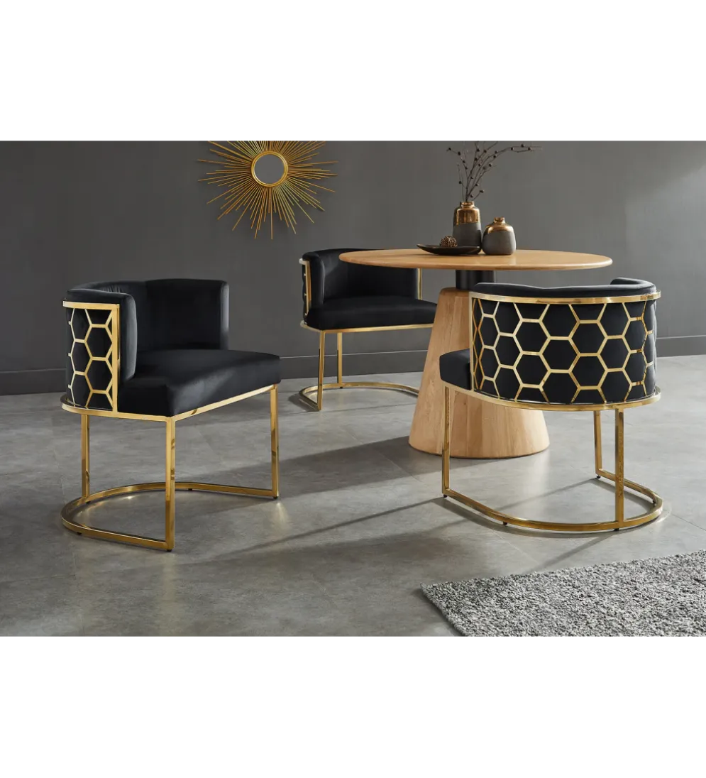 Krzesło ELEGANCE welwet czarny złote nogi