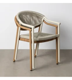 Krzesło NAMILANO 80 cm plecionka w stylu rattan brązowe