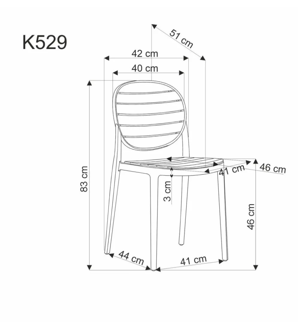 Krzesło ogrodowe K529 83 cm czarne naturalne