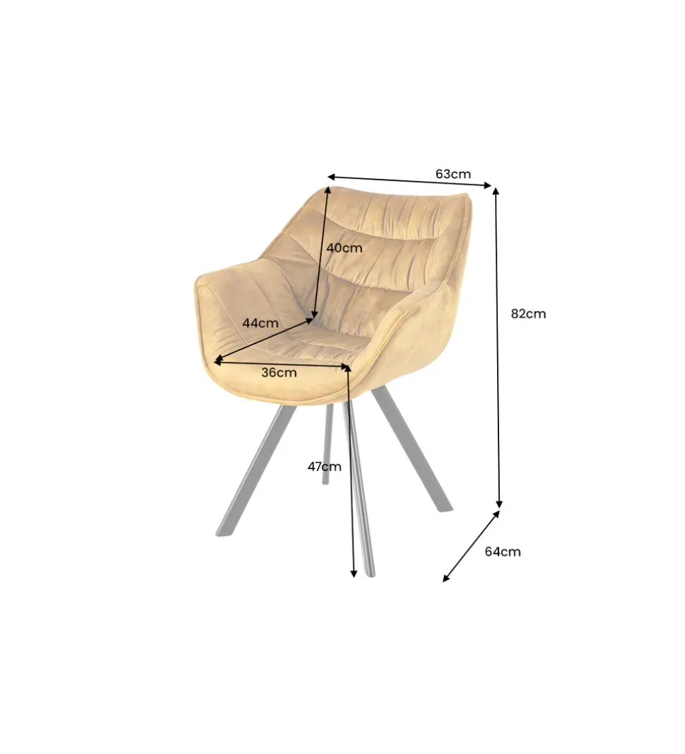 Krzesło THE DUTCH COMFORT z podłokietnikami welur musztardowy