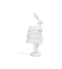 Lampa stołowa ANIMAL RABBIT FUR 68 cm srebrno biała