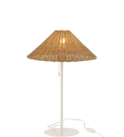 Lampa stołowa MERTAN 50 cm rattan biała