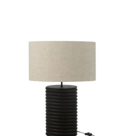 Lampa stołowa SHARY 70 cm drewno ailanthus czarna