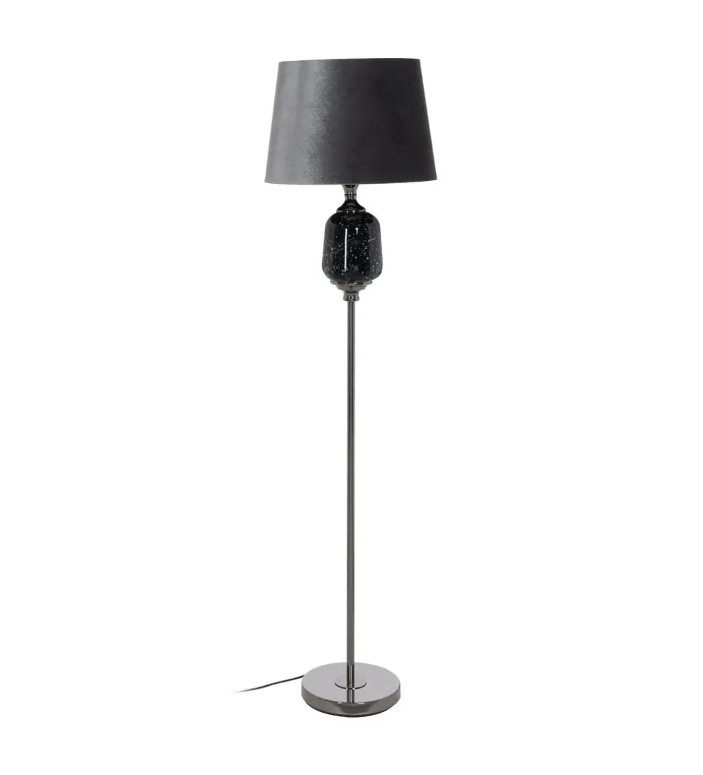 Lampa podłogowa HEMLA 156 cm szklana czarno szara