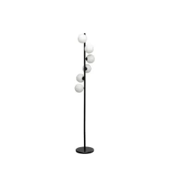Lampa podłogowa SCALA BALLS 160 cm czarna z mlecznymi kloszami