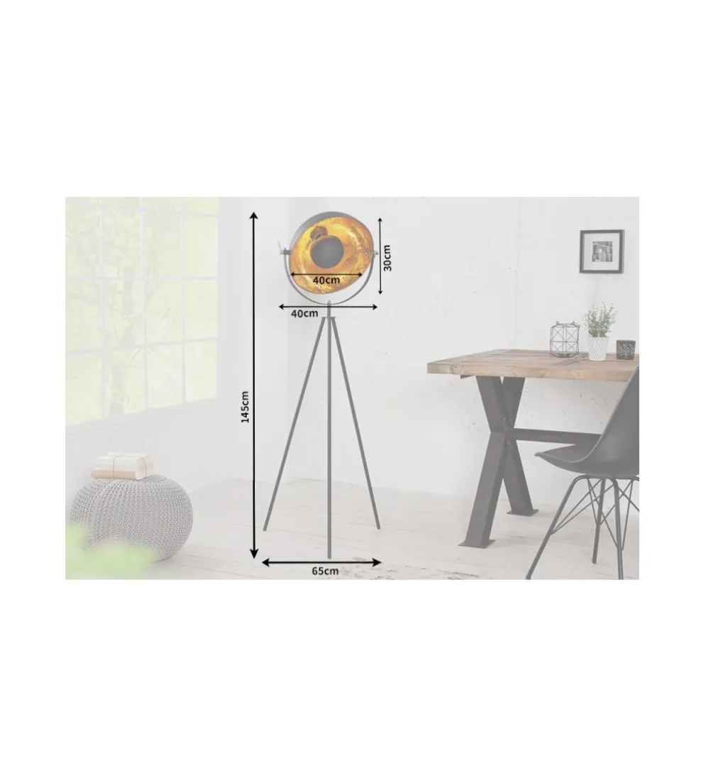Lampa podłogowa Studio 140cm czarne złoto