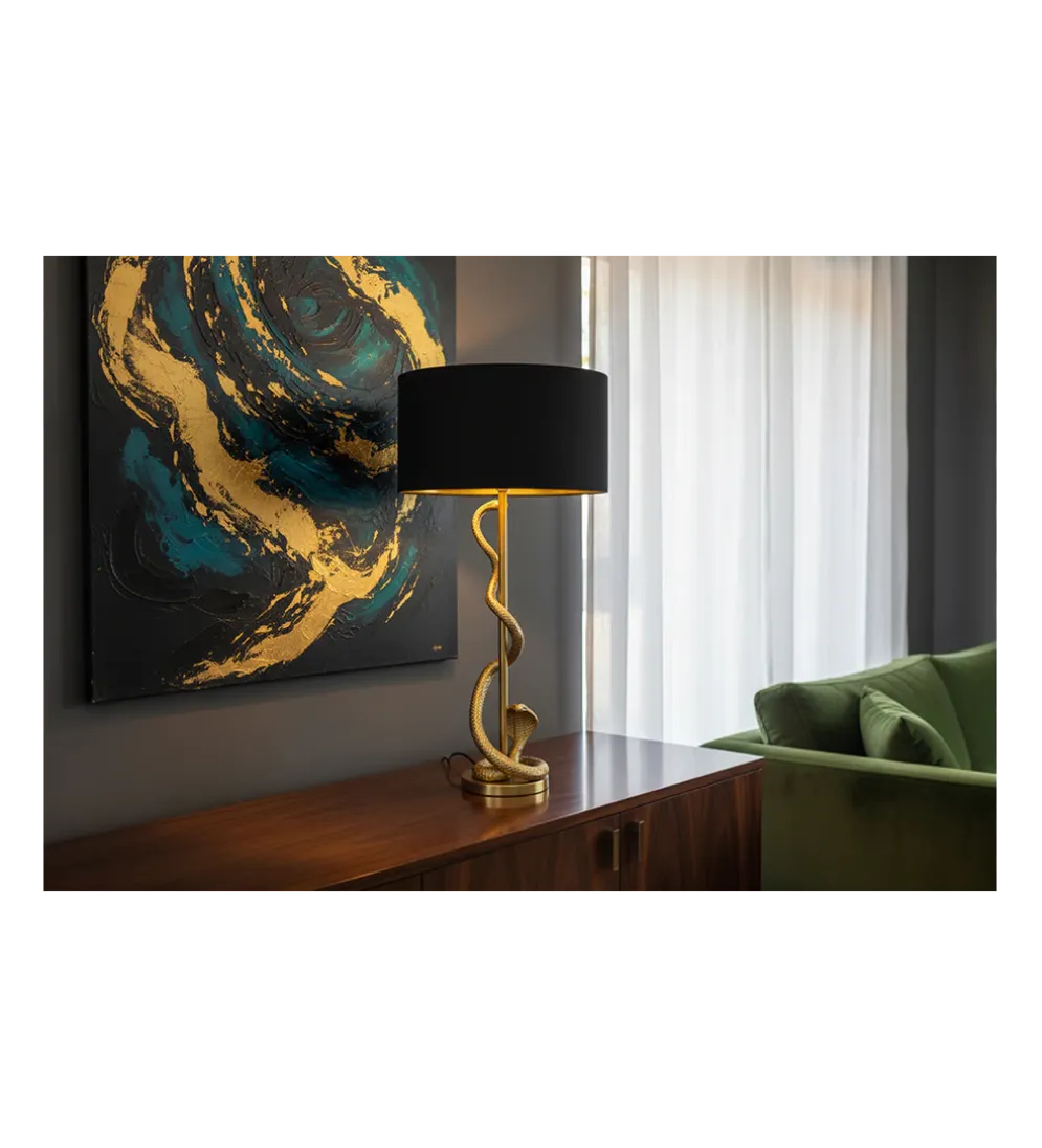 Lampa stołowa COBRA 110 cm czarna złota