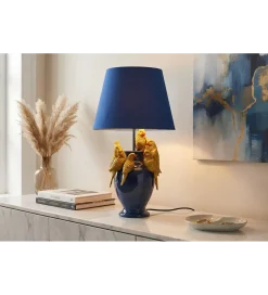 Lampa stołowa PARROT 50 cm niebieska złota