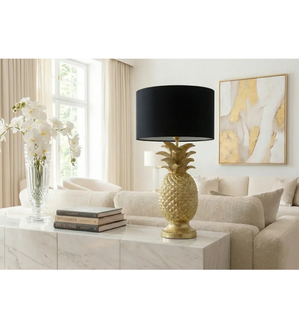 Lampa stołowa PINEAPPLE 50 cm złota czarna